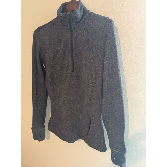 Lululemon Size 8 Black Kanto Catch Me Herringbone 1/4 Zip Long Sleeve Jacket - Picture 3 of 10